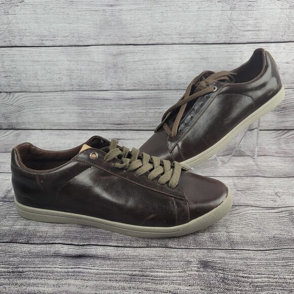 TRUE RELIGION-Men’s 10.5 Brown Leather Athletic Shoes Sneakers